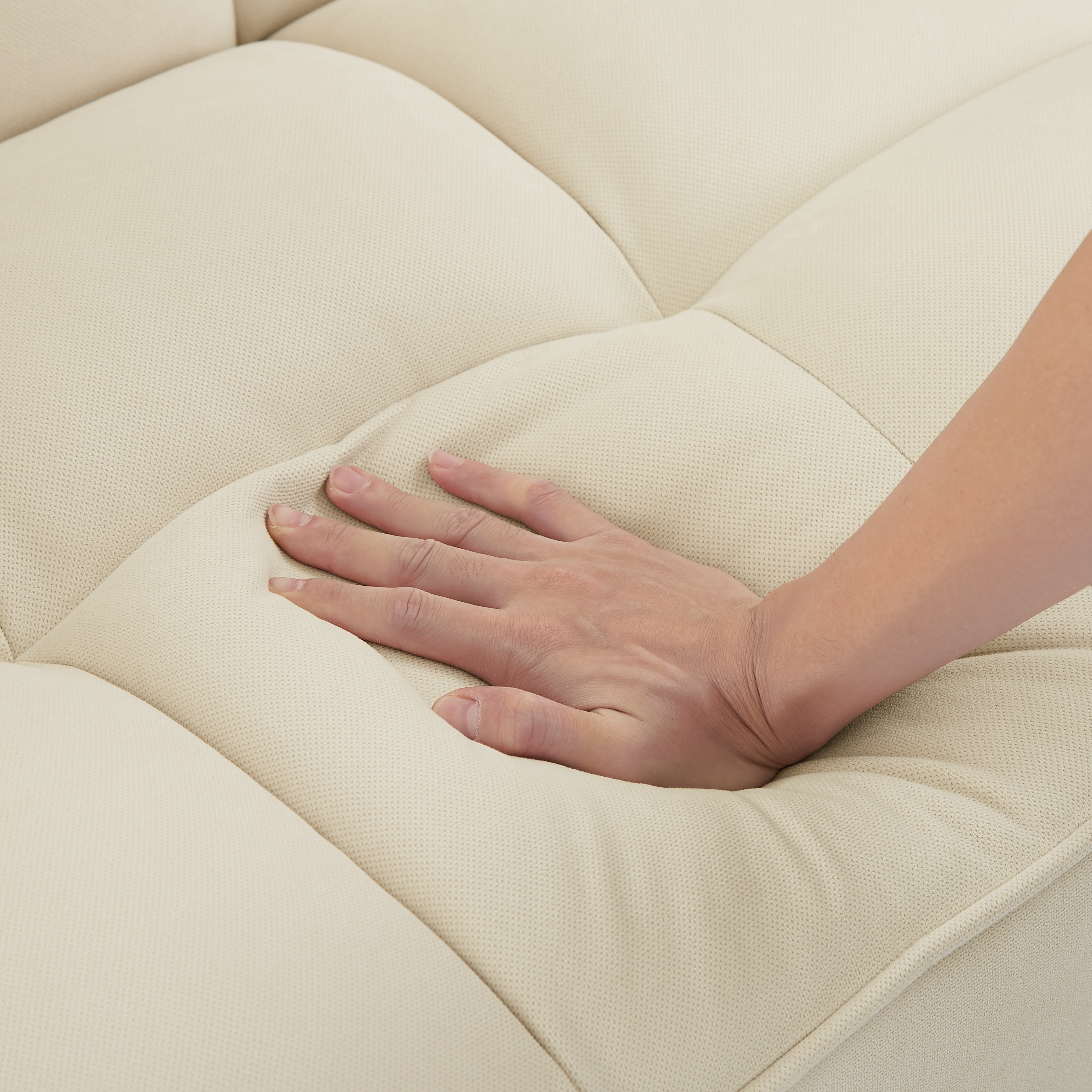 2-Seater Sofa, Modern Loveseat with Tufted Back and Solid Wood Legs